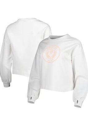 Phoenix Suns Women's White Pullover Crewneck Cropped Sweatshirt